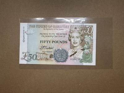 【礼羽收藏】🌏世界钱币拍卖第117期 - 1996年根西岛50镑A186230，无47，全新UNC，品相如图