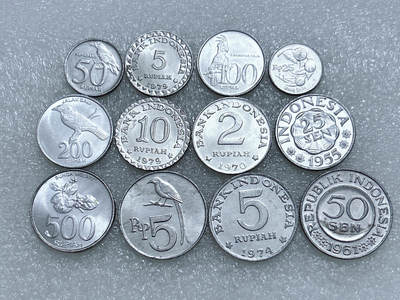 第一海外回流一元起拍收藏 散集专场  第282期 - 印度尼西亚不同面值铝币一组 12枚 原光好品