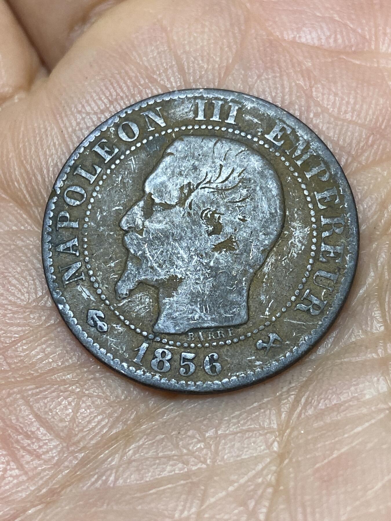 2025年第一百四十场(总第一百六十六场）外国好品散币场(免佣金) 法兰西第二帝国1856年5生丁(拿破仑三世第一版，B标鲁昂造)