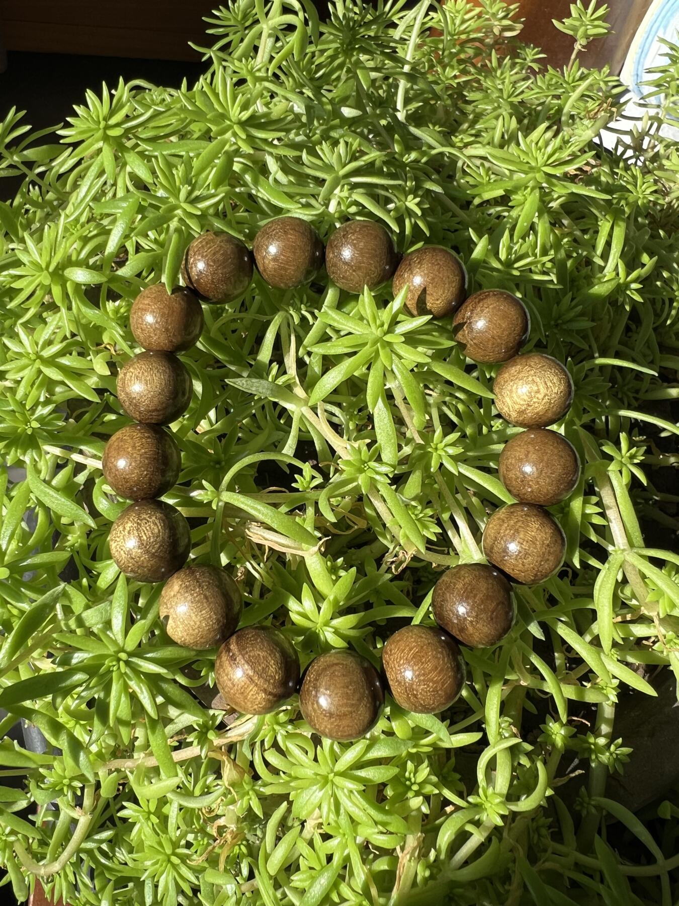 零元拍：W1-4 金丝楠圆珠珠手串，20MM 金丝满满，满荧光，满手留香