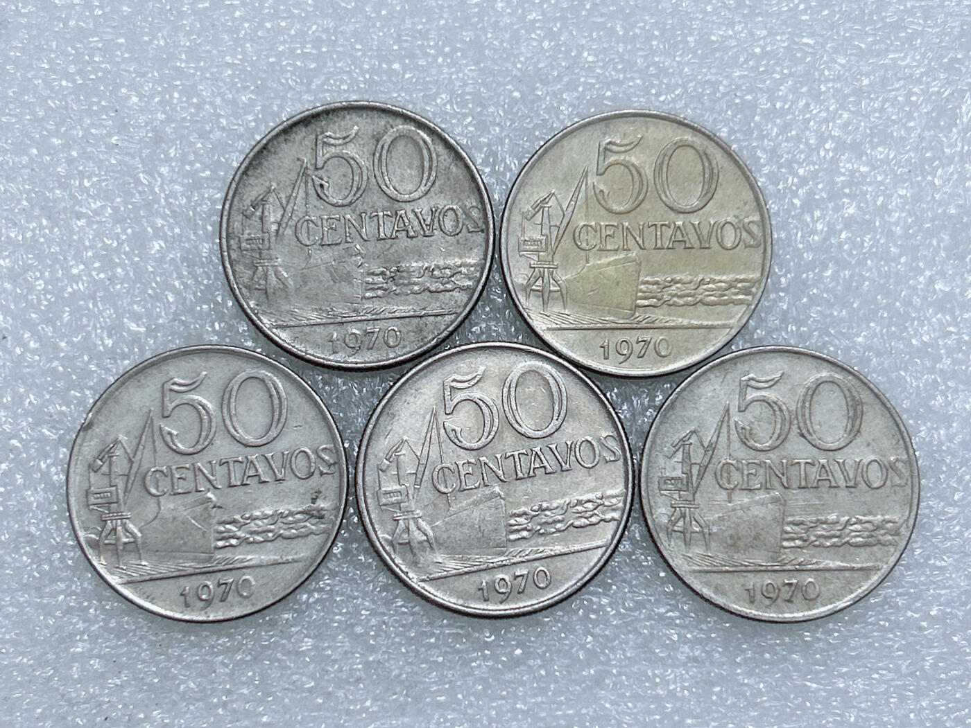 第一海外回流一元起拍收藏 散集专场  第282期 巴西1970年50分硬币 5枚