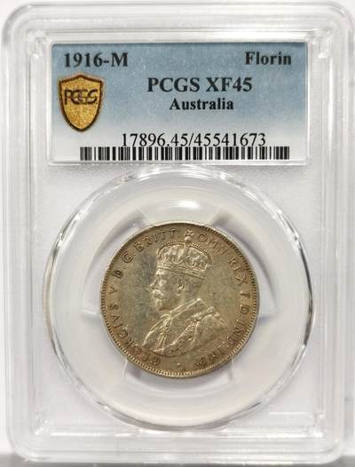 博洋堂世界钱币拍卖第154期（全场包邮） - PCGS XF45 英属澳大利亚1916年乔治五世1弗洛林银币