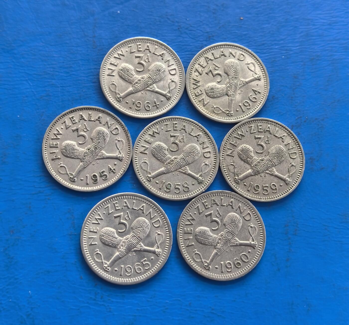 外国优质老铜币高银银币，周六九点倒数截拍，满百包邮，持续收拍 新西兰3便士7枚