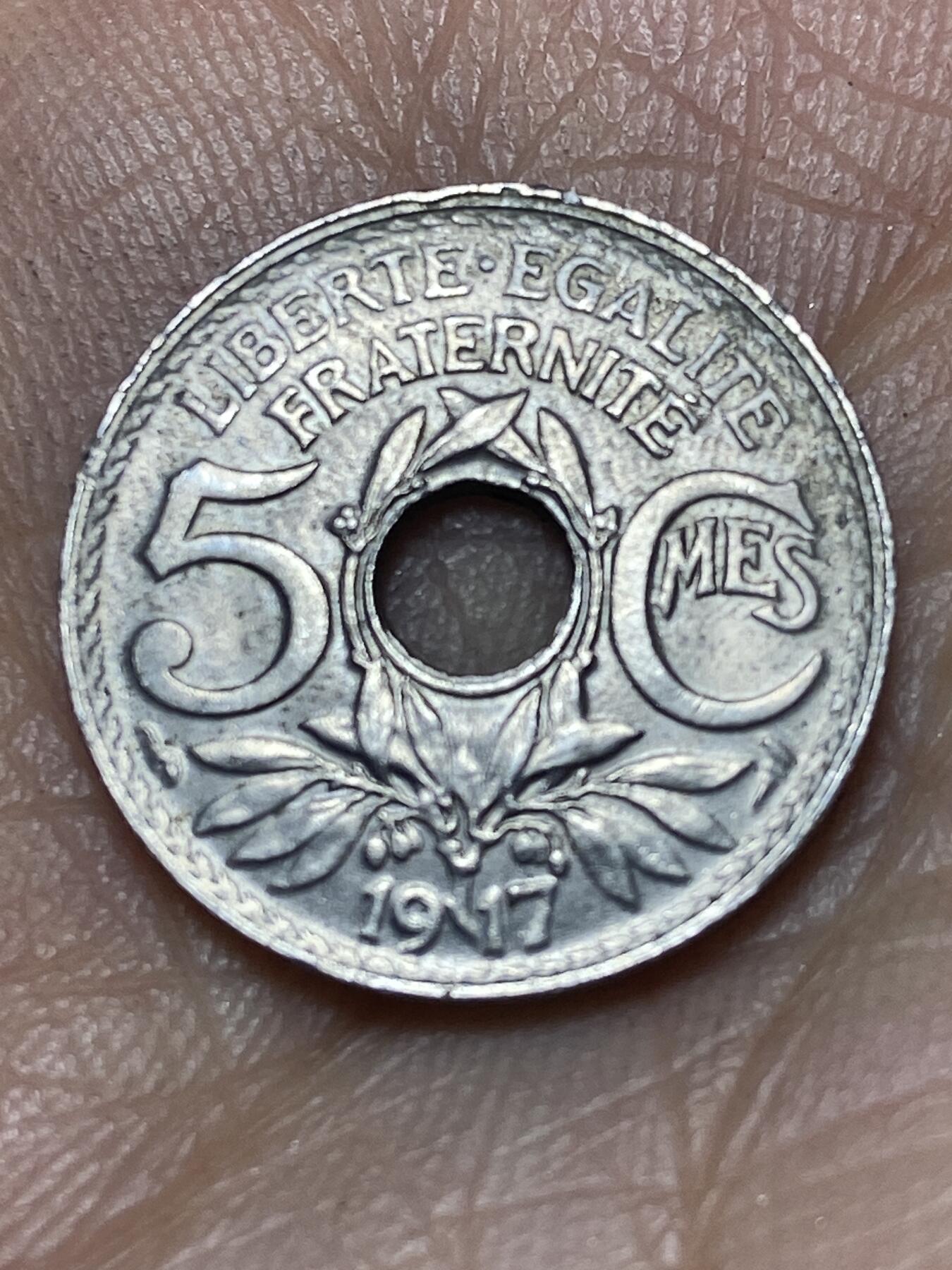 2025年第一百四十场(总第一百六十六场）外国好品散币场(免佣金) 少见好品–法兰西第三共和国1917年5生丁(第四版，大尺寸版，首发年)