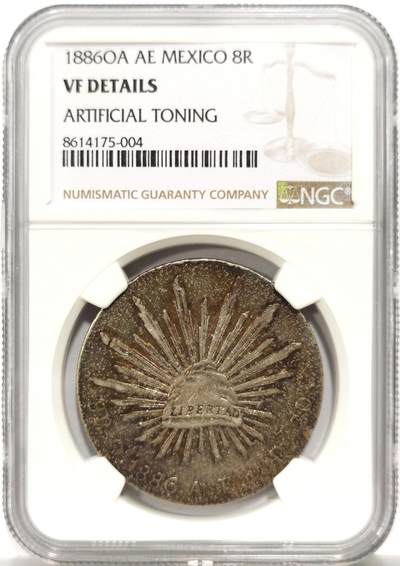 博洋堂世界钱币拍卖第154期（全场包邮） - NGC VF 墨西哥花边鹰洋1886OA AE 五彩哇哈卡 稀少