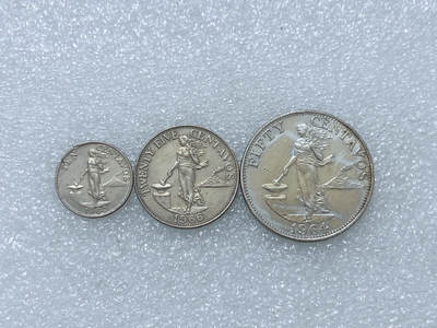 第一海外回流一元起拍收藏 散集专场  第282期 - 菲律宾60年代火山女神版10-50分硬币 3枚