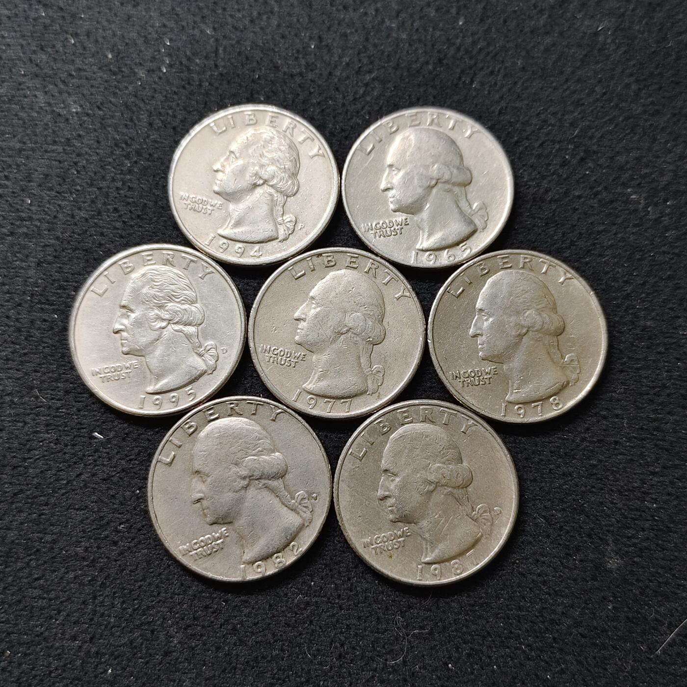 【全场包邮】纯粹捡漏拍488场（免费代拍第25场） 美国各年份华盛顿25分7枚一组