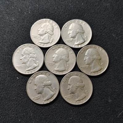 【全场包邮】纯粹捡漏拍488场（免费代拍第25场） - 美国各年份华盛顿25分7枚一组