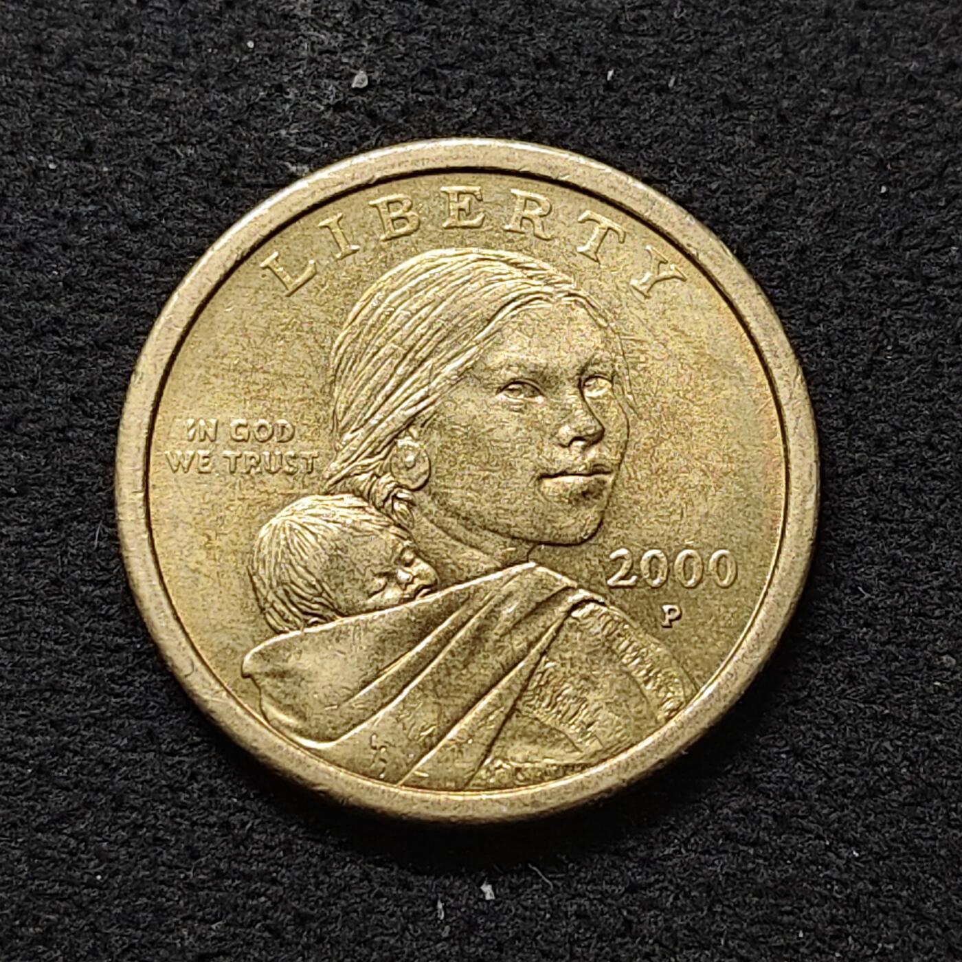 【全场包邮】纯粹捡漏拍488场（免费代拍第25场） 美国2000年萨卡维亚少数民族系列1元飞鹰纪念币