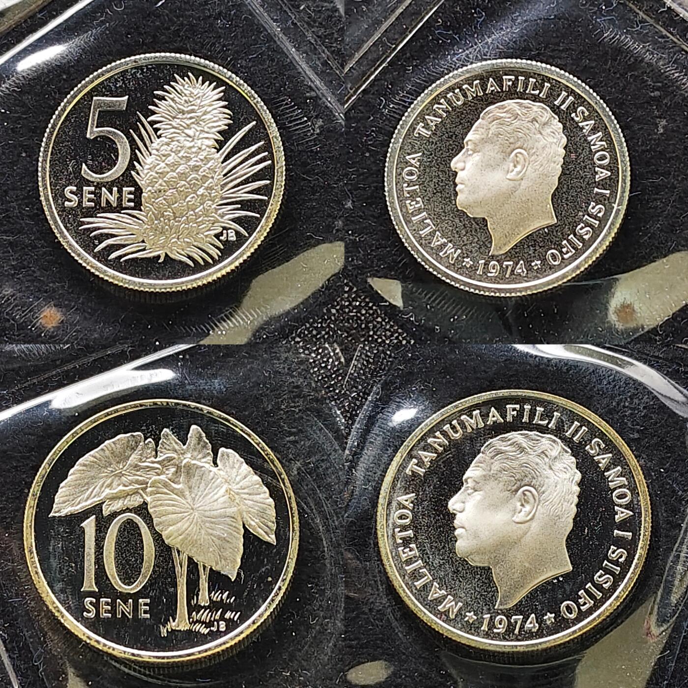 【全场包邮】纯粹捡漏拍489场（免费代拍第26场） 【少见】萨摩亚1974年官方全银精制7枚套币（含银69.024克，银价约1100元）-量5578