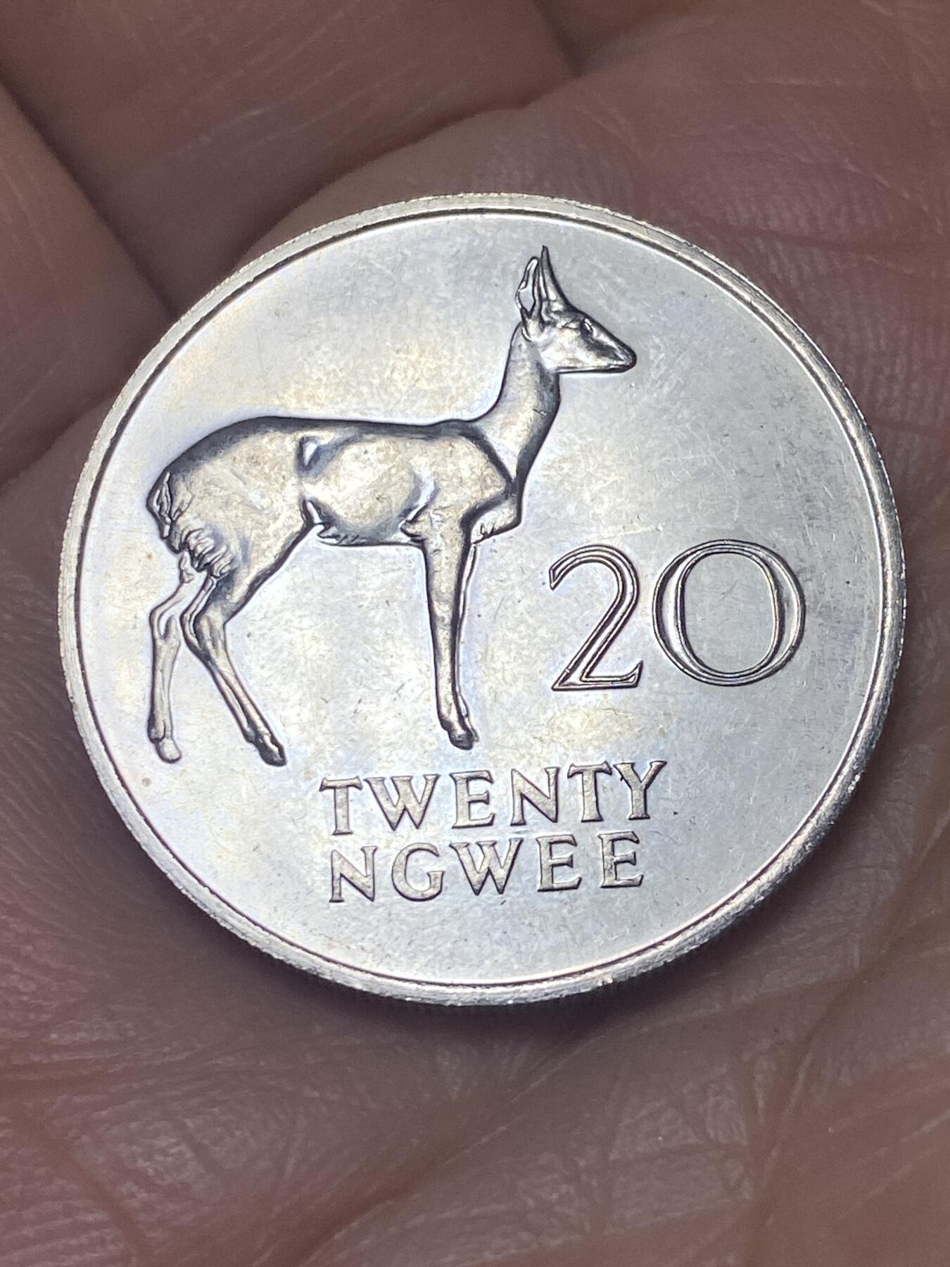 2025年第一百四十场(总第一百六十六场）外国好品散币场(免佣金) 赞比亚🇿🇲1968年20恩韦(第二套流通硬币首发年)