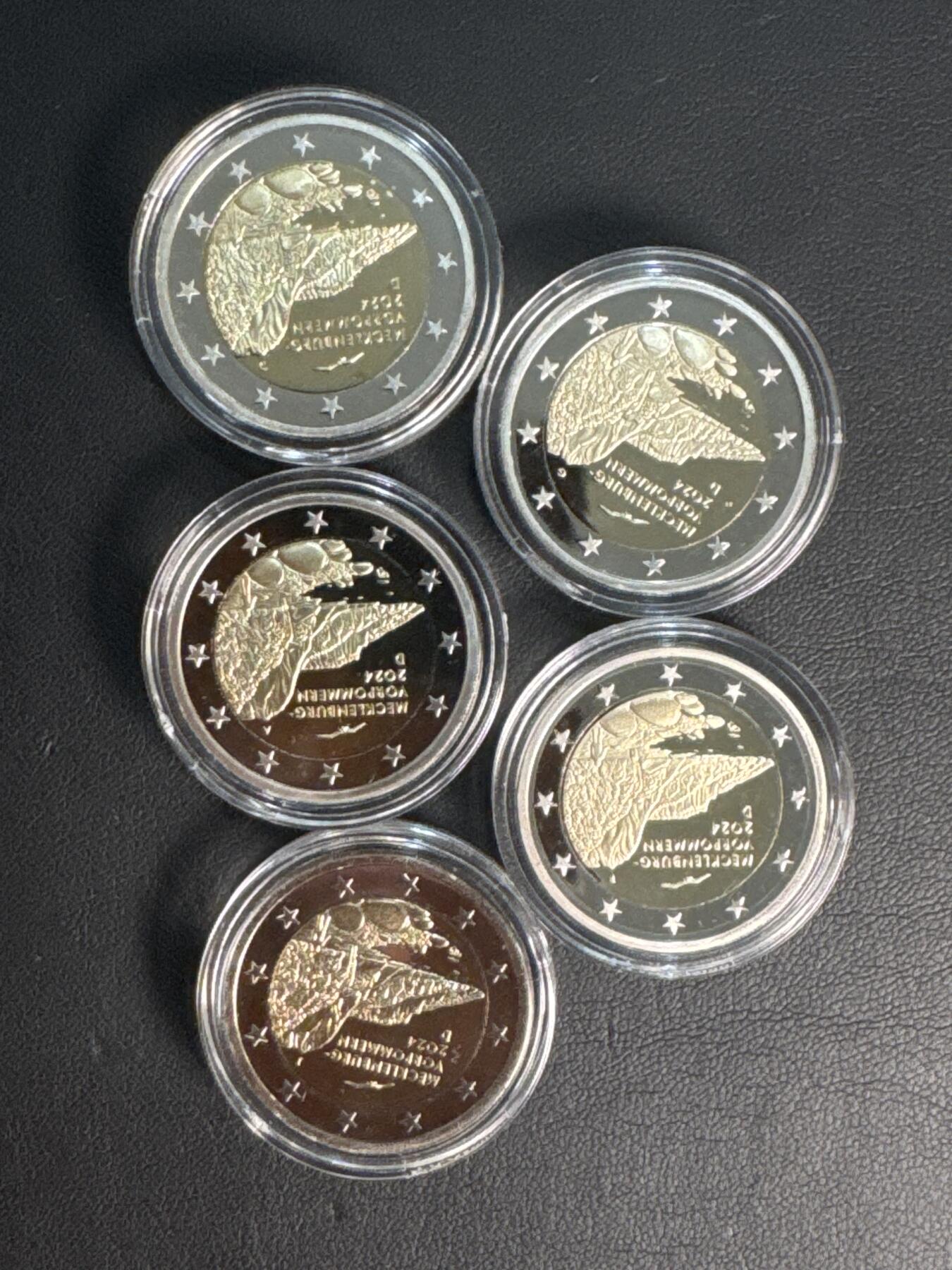 ❤️【币观天下】❤️ 第336期钱币拍卖- 2025.12.26周五晚上6点半场-长期征集拍品 德国2024年 联邦州2欧元精制纪念币第二组 梅前州 5厂标全