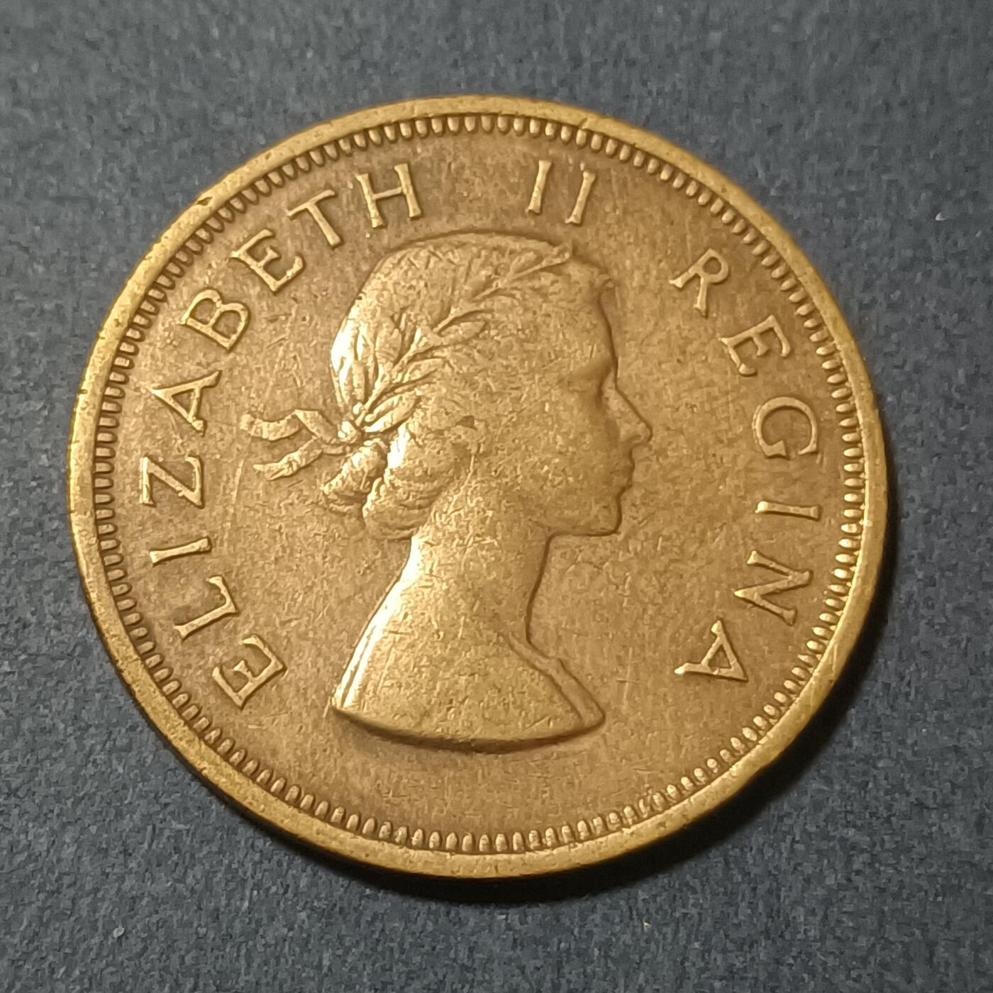 【游宝包邮场】蛇年第102期 英系国家硬币 南非-1便士 1953年