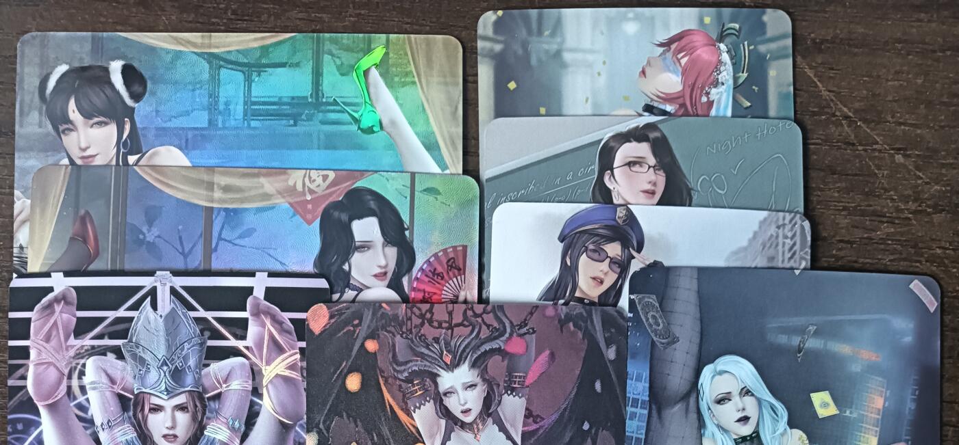 花开卡拍第53期（12月28号周日截拍，品控勿拍!!!拍品不寄存，运费5元，自制卡难免瑕疵，可能存在轻微撞角爆边等出厂瑕疵，品控介意勿拍！） 墨卡文创 LGD艺术单卡 8张 彩闪