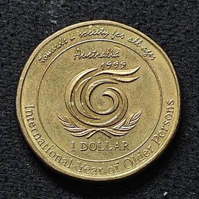【全场包邮】纯粹捡漏拍488场（免费代拍第25场） - 澳大利亚1999年1元国际老人年纪念币