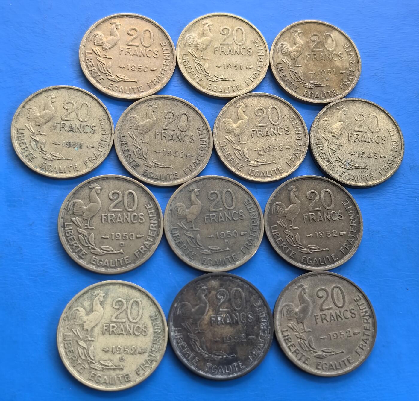 外国优质老铜币高银银币，周六九点倒数截拍，满百包邮，持续收拍 法国20法郎13枚