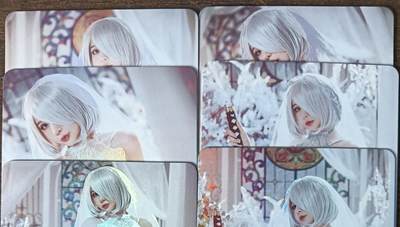 花开卡拍第53期（12月28号周日截拍，品控勿拍!!!拍品不寄存，运费5元，自制卡难免瑕疵，可能存在轻微撞角爆边等出厂瑕疵，品控介意勿拍！） - 墨卡文创 2B同人COS 6张彩闪