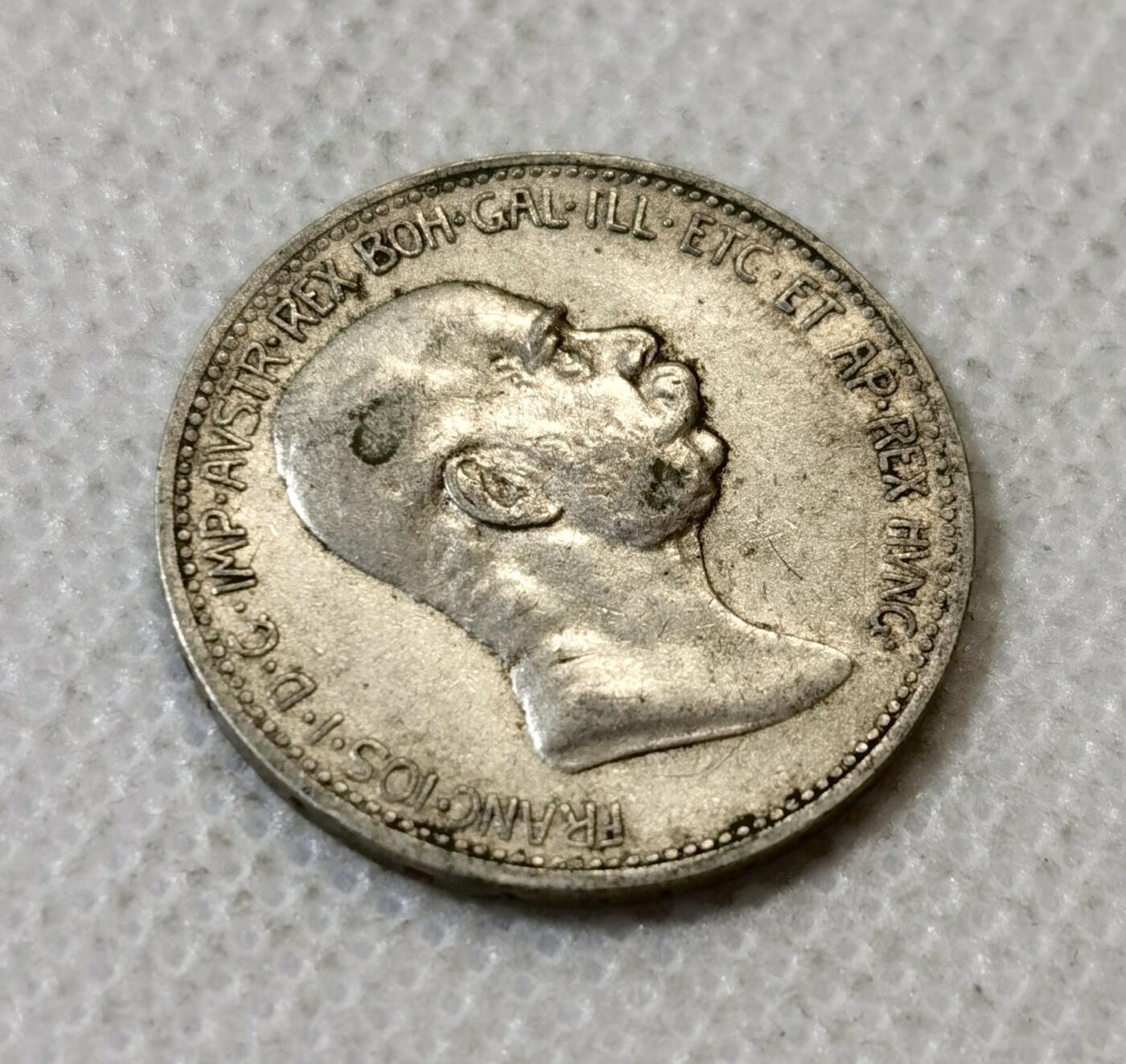 甄臻铺-世界币章拍卖（第45期）精品场拍品征集中，送拍享返佣金等优惠多多 奥匈帝国1908年弗朗茨约瑟夫一世登基60周年1克朗银币  少见品种