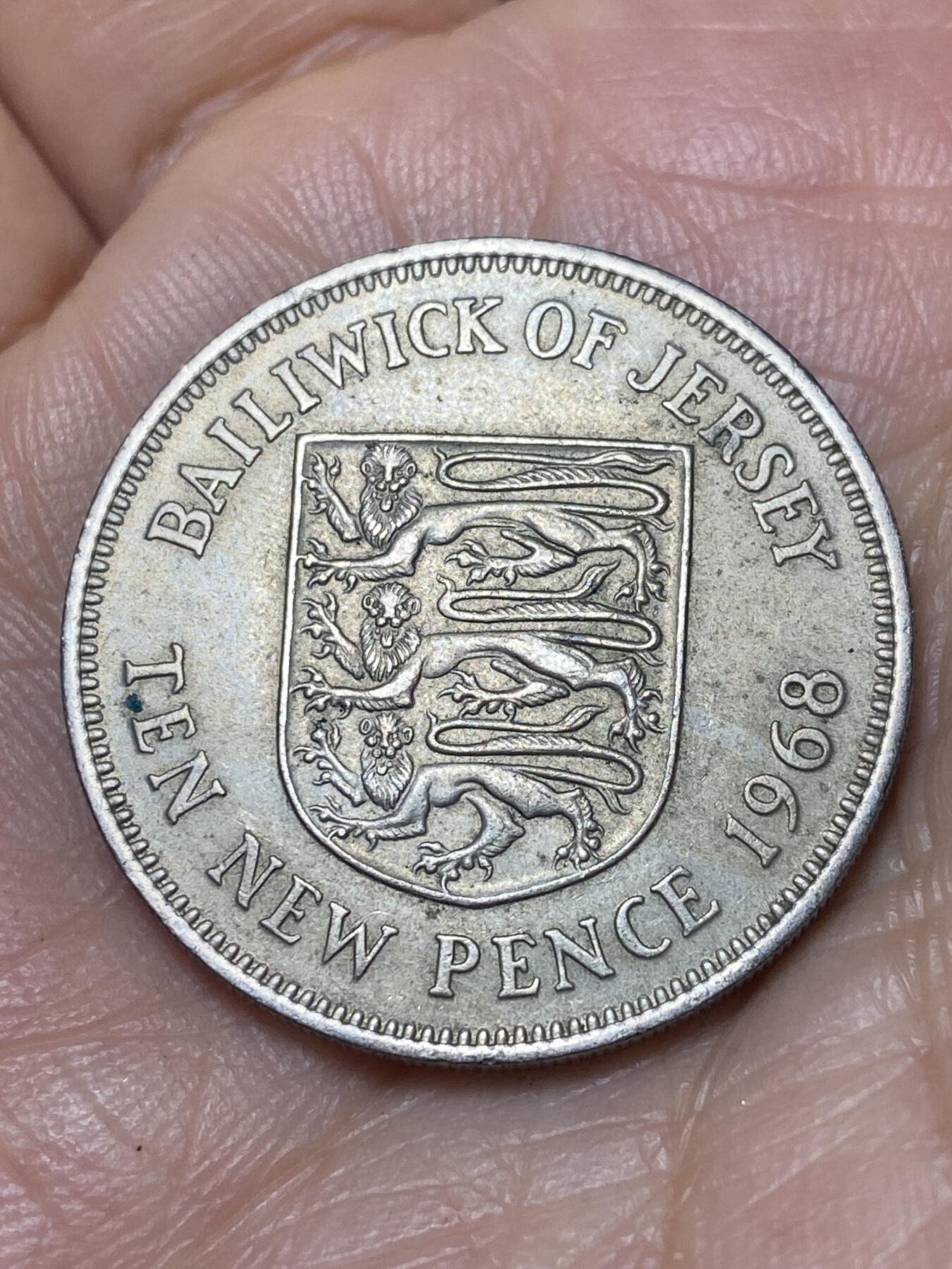 2025年第一百四十场(总第一百六十六场）外国好品散币场(免佣金) 英属泽西岛🇯🇪1968年10新便士(伊丽莎白二世中年花冠，十进制第一版)