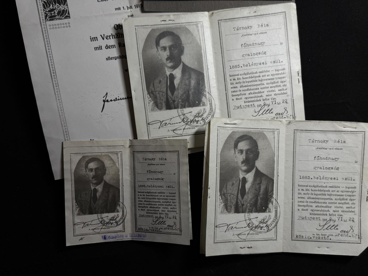 欢庆元旦！戎马世界章牌大赏第109期元旦大拍 匈牙利王国时期军官个人照片与官方复印档案资料，属于步兵上尉 Tárnóky Béla（1885 年生）