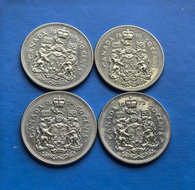 外国优质老铜币高银银币，周六九点倒数截拍，满百包邮，持续收拍 - 加拿大50分4枚