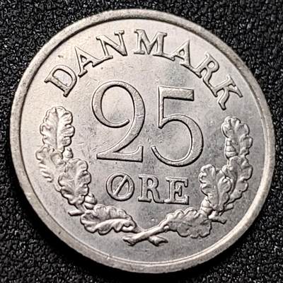 泉币菌-第154场-圣诞节专场 - 1966丹麦25欧尔铜镍硬币直径23MM