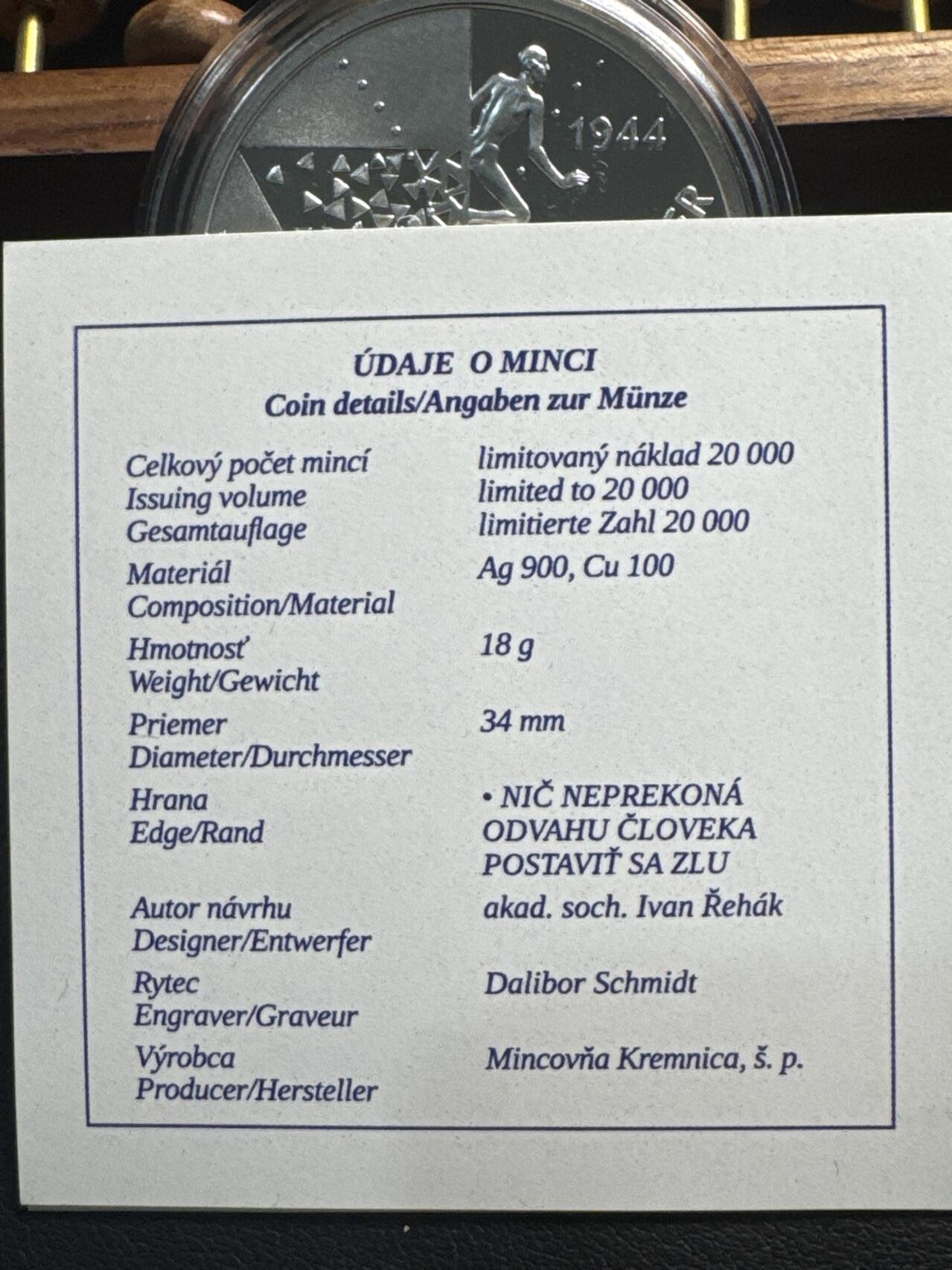 ❤️【币观天下】❤️ 第336期钱币拍卖- 2025.12.26周五晚上6点半场-长期征集拍品 斯洛伐克2024年纪念纳粹集中营80周年精制纪念银币