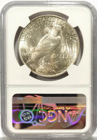 博洋堂世界钱币拍卖第154期（全场包邮） NGC MS63 美国1922年和平银币，车轮光耀眼，极美原光好品。