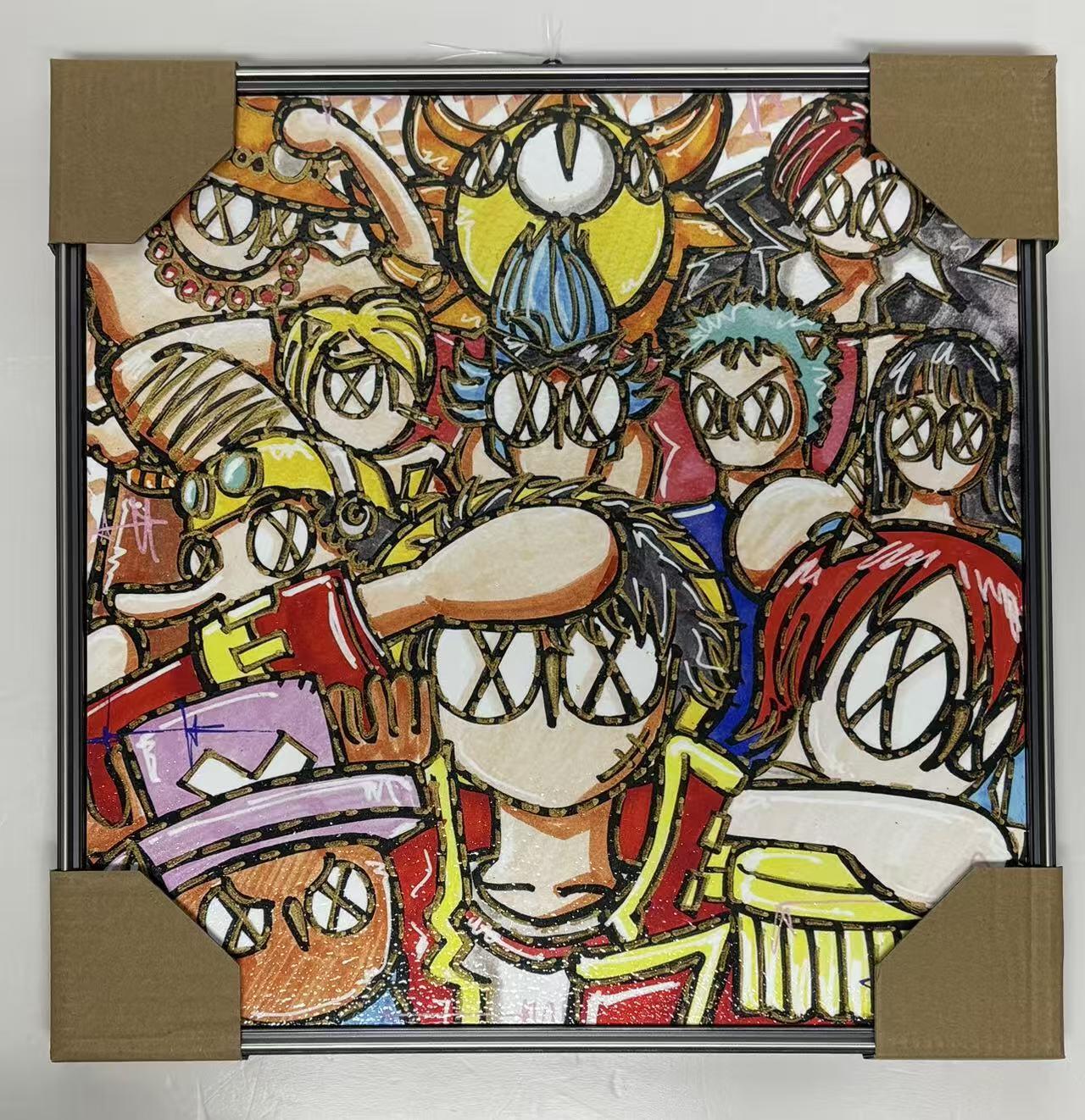 零元拍：OWSON 系列作品装饰肌理画《海贼王》，相框尺寸35/35CM。因展品出展，镜框可能有轻微划痕，介意勿拍