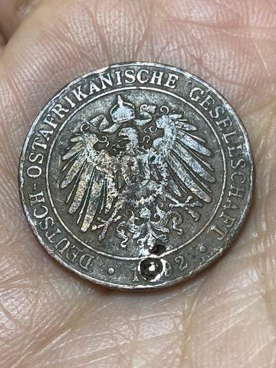 2025年第一百四十场(总第一百六十六场）外国好品散币场(免佣金) - 打孔–德属东非1892年1派沙铜币(威廉二世时期，关门年)