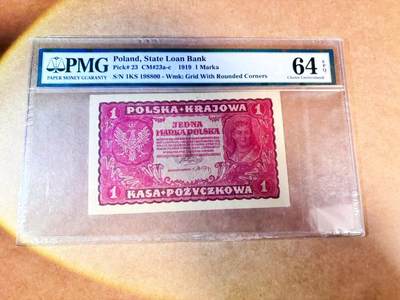 【Blue Auction】世界纸币精拍第768期——18级TOP拍卖/信誉/品质/专业/高效💫 - 【倒置号】波兰 1919年1马克 PMG64EPQ 