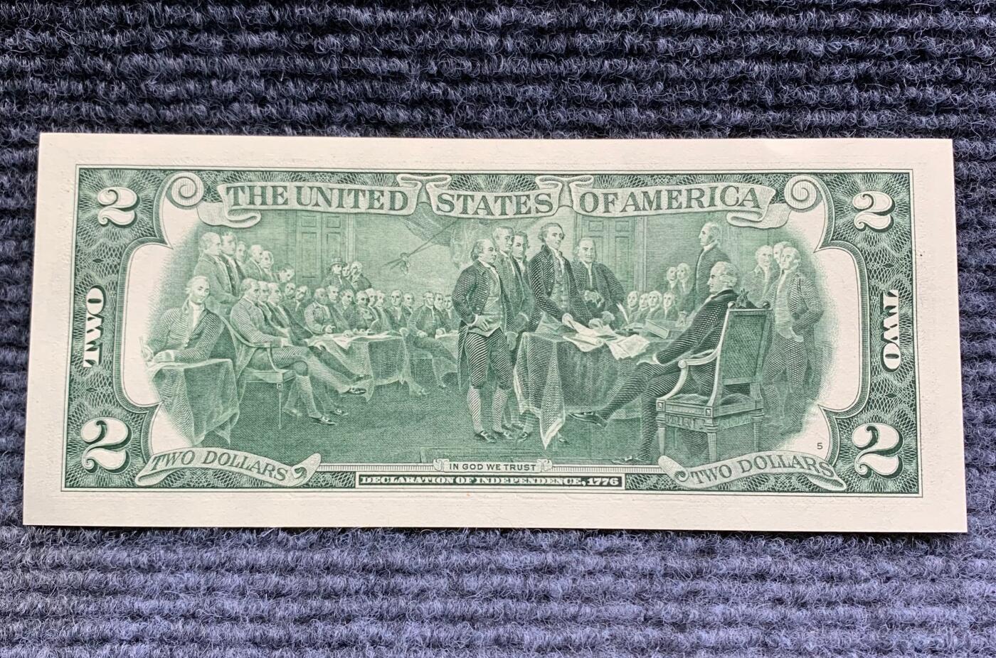 【无47】全新2017A年版美国托马斯·杰斐逊2美元纸币(年份号、钻石号）