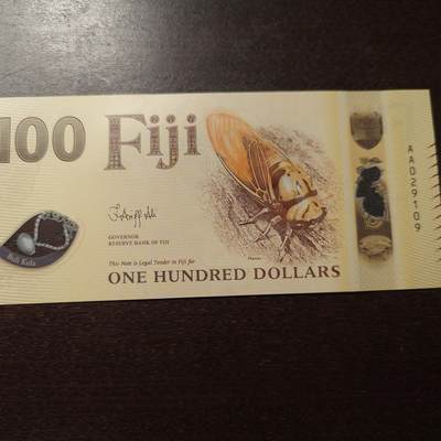 世界钱币～微拍第221期暨2025年第61期  最新货品（群里先挑剩）选购 - 2025年斐济100元 塑料钞全新绝品无3457 尾号109