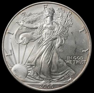 修遠堂世界钱币第九十九期 - 2000年美国行走的女神1盎司投资银币 1盎司，999银