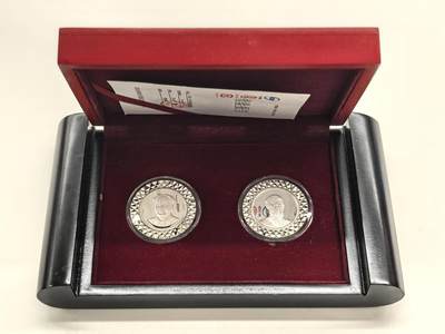 博洋堂世界钱币拍卖第154期（全场包邮） - 伟人故里 人文圣地——莲城湖南湘潭两枚伟大乡贤纯银纪念章。原盒原证，难得一见，共12克