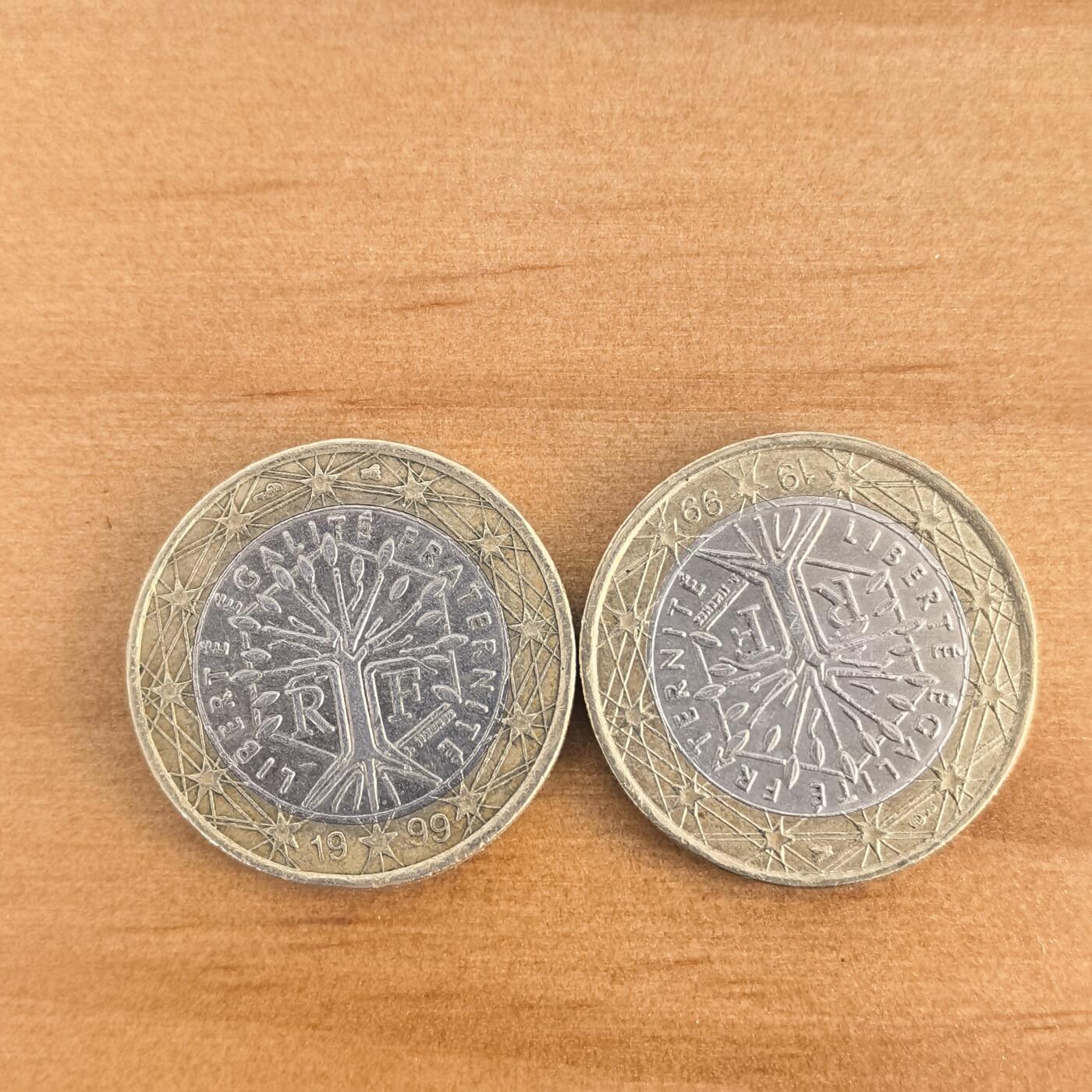 各国硬币第7期 无佣金 法国1元2枚