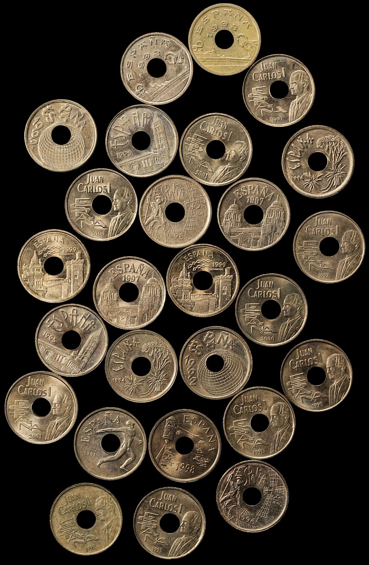 修遠堂世界钱币第九十九期 西班牙现代25比塞塔一组 大部分是纪念币，基本都未流通