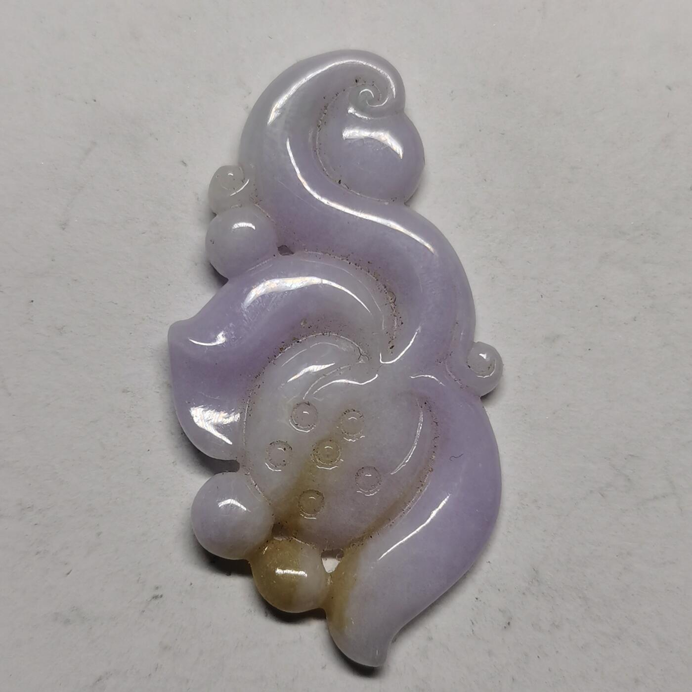 杂件专场90期 包A货紫翡雕花吊坠