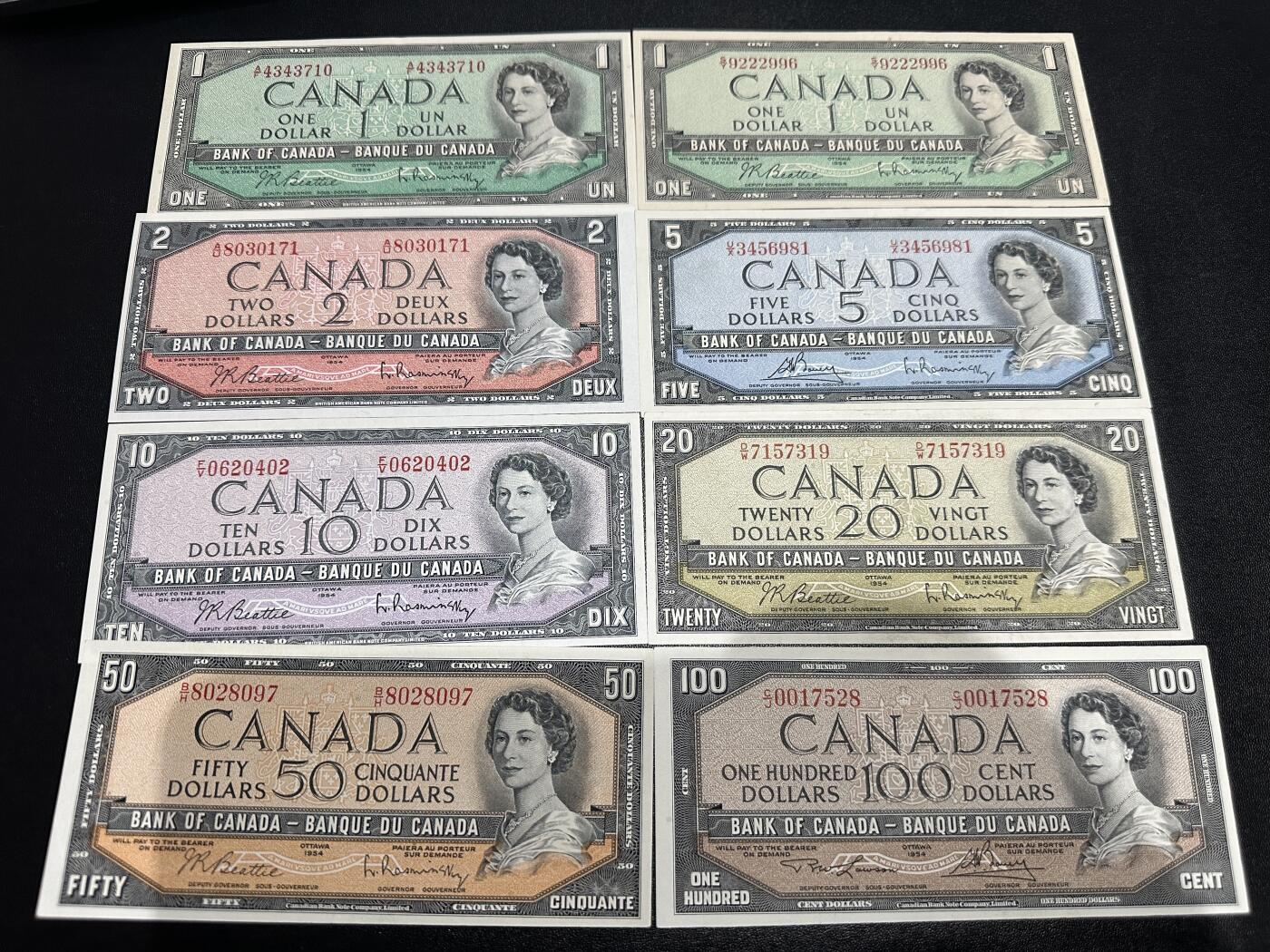 《外钞收藏家》第五百九十七期（年底收官场）（本平台长期征集拍品、欢迎藏友们联系合作） 加拿大风景版1-100加元 8张一起 非全新 品相如图