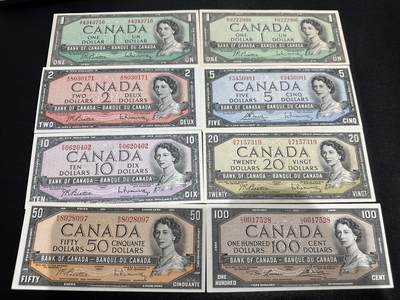 《外钞收藏家》第五百九十七期（年底收官场）（本平台长期征集拍品、欢迎藏友们联系合作） - 加拿大风景版1-100加元 8张一起 非全新 品相如图