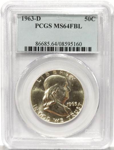 博洋堂世界钱币拍卖第154期（全场包邮） - PCGS MS64FBL 美国1963年富兰克林半美元银币