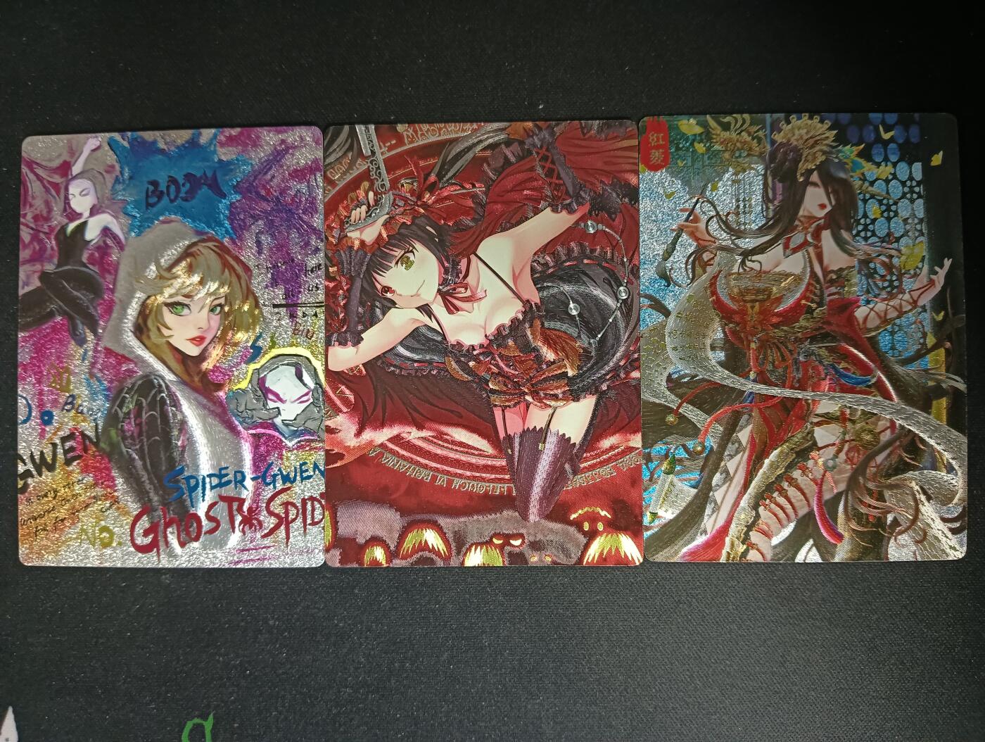 花开卡拍第53期（12月28号周日截拍，品控勿拍!!!拍品不寄存，运费5元，自制卡难免瑕疵，可能存在轻微撞角爆边等出厂瑕疵，品控介意勿拍！） 奇点卡牌 盲包卡 粗闪 红菱 狂三  格温