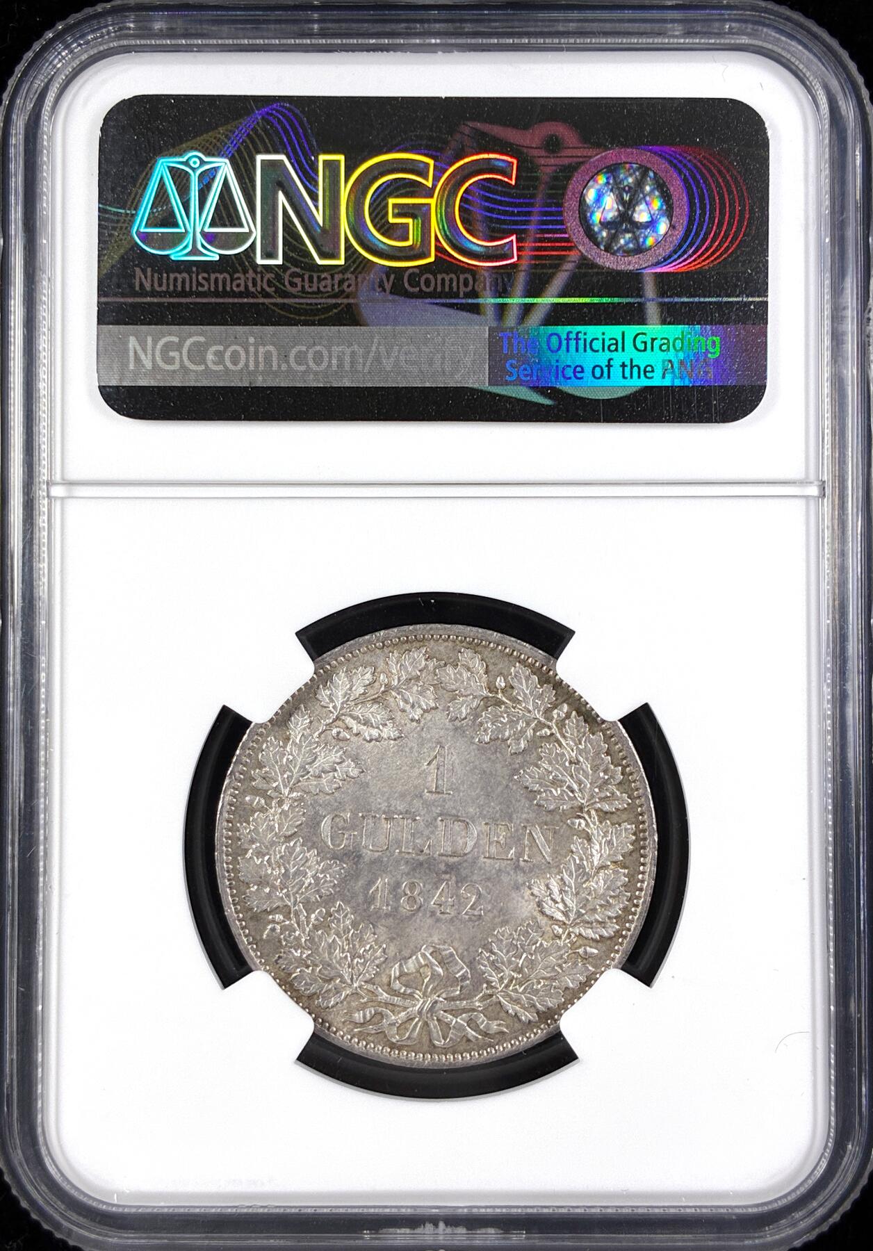 【雨安】【直播拍卖】【世界币章122期-评级币】2025-12-27 周六 19:30 保真 [评级德国] Germany 德国 德意志 1盾 Bavaria巴伐利亚 KM#0788 (1837-1856) 路德维希一世 1842年  NGC-MS65 唯一冠军分