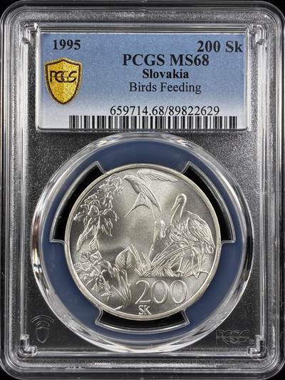 【雨安】【直播拍卖】【世界币章122期-评级币】2025-12-27 周六 19:30 保真 - [评级现代] Slovakia 斯洛伐克 200克朗 1995年 鸟  PCGS-MS68