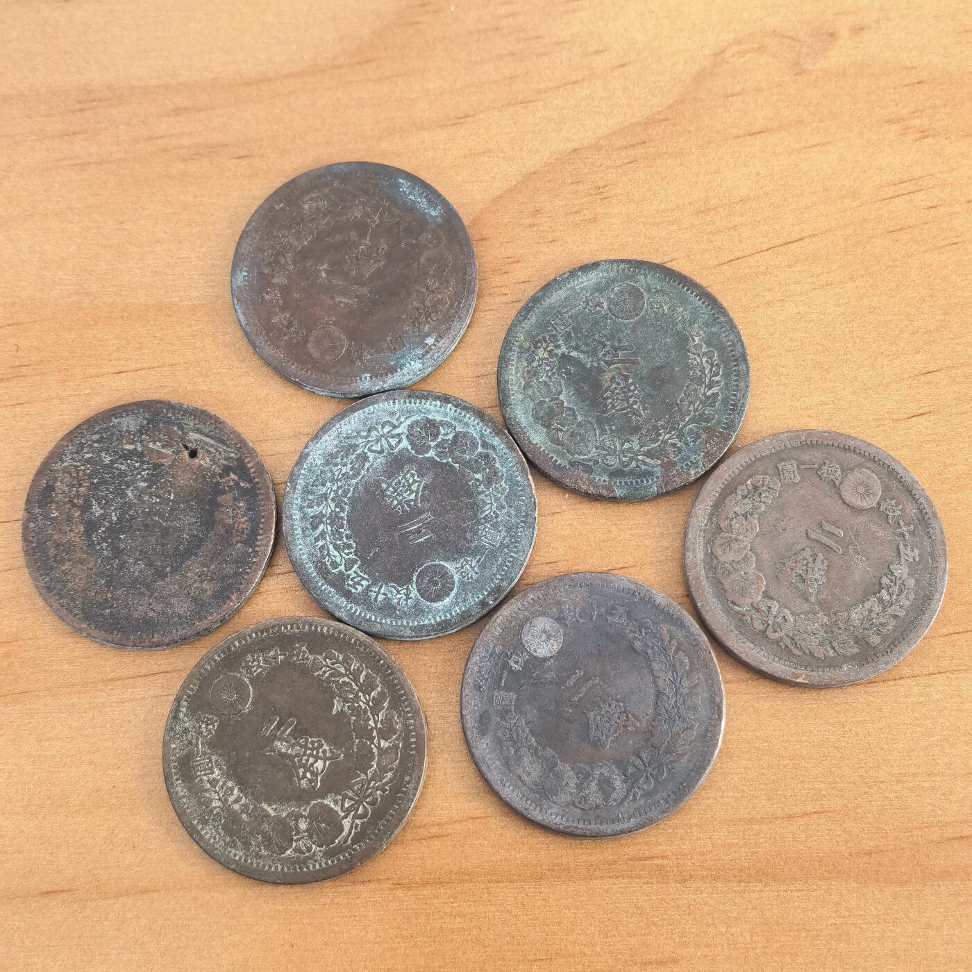 各国硬币第7期 无佣金 日本龙二钱铜币7枚