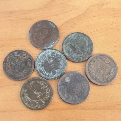 各国硬币第7期 无佣金 - 日本龙二钱铜币7枚