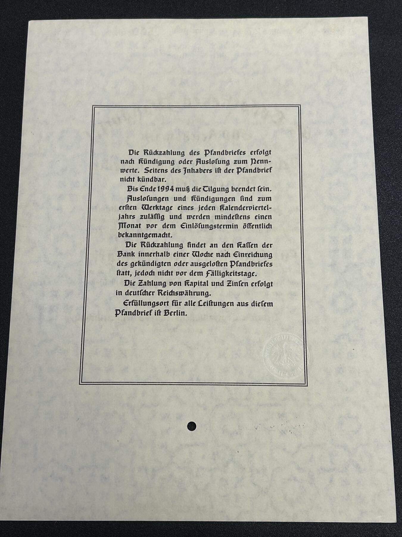 西秦中古拍卖第七十期 二战时期 德三1941年土地信贷500马克债券 有水印