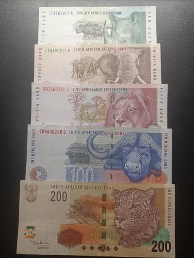 2025十二月第五期，总210期 - 南非套钞批量五张流通好品XF—AUNC