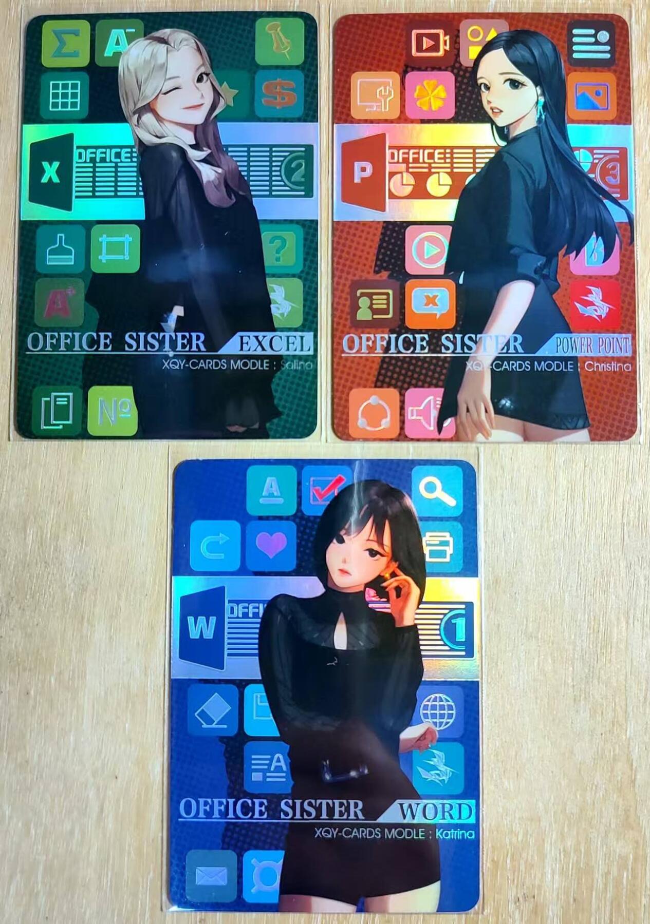 龙虎卡牌-六九场（无佣金，周六结拍，欢迎送拍） 彩闪3张 骁骑营 办公小姐姐一套（WORD+EXCEL+PPT）