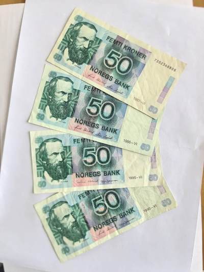 各国外币第105期 无佣金 - 挪威50克朗 8品4张